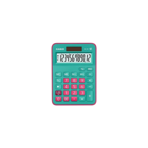 Casio Hesap Makinesi Masa Üstü 12 Hane Yeşil + Pembe Hesap Makinası ürün görseli 1