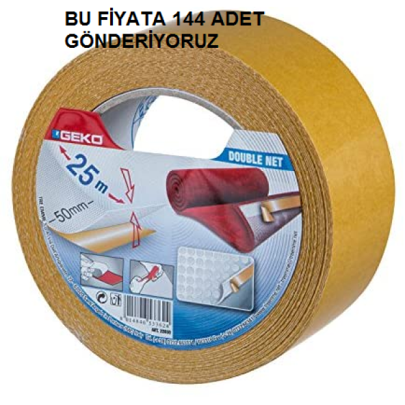 144 ADET .ÇİFT TARAFLI YAPIŞAN Şeffaf Bant. 12 MM X 25 METRE ürün görseli 1