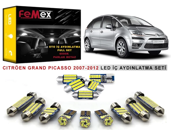 Citröen Grand Picasso 2007-2012 İç Aydınlatma Ampul Seti FEMEX Parlak Beyaz ürün görseli 1