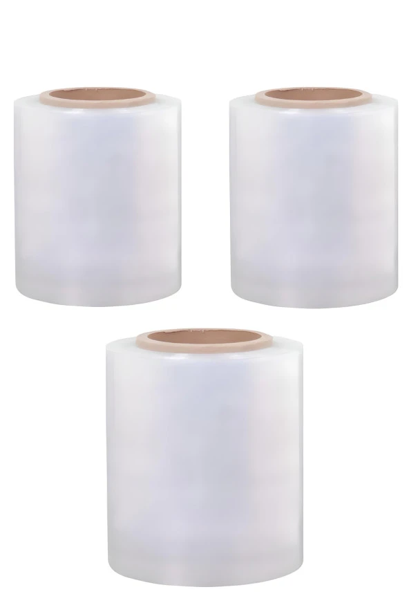 Palet Streç Film 17 Micron 10 cm x 300 m Şeffaf 3 Adet ürün görseli 1