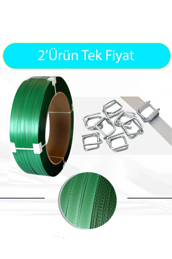 16'Lık Yeşil Pet Çember 1000'Adet Bukle Toka Ekonomik Paket ürün görseli 1
