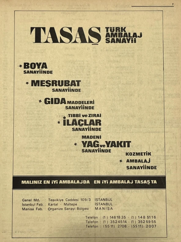 Manisa 1987 Meslek Reklam İlanı Efemera S-7 ürün görseli 1