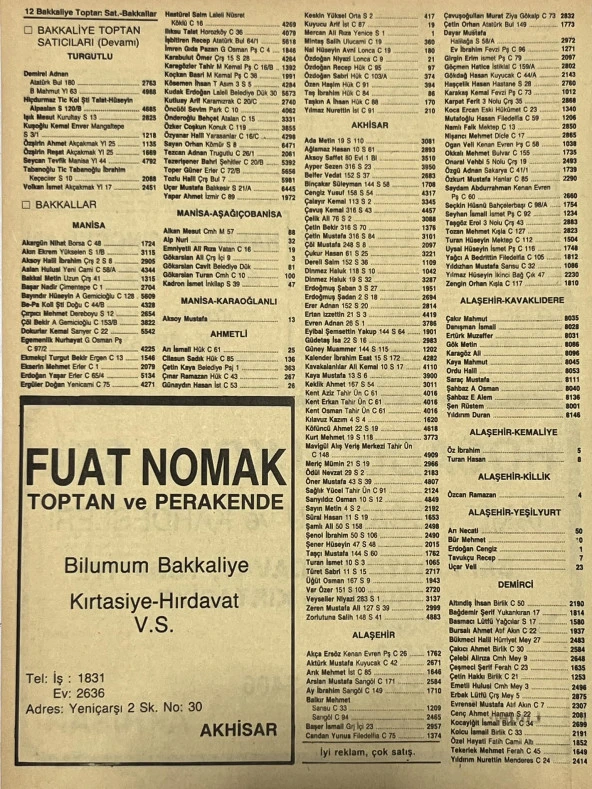 Manisa 1987 Meslek Reklam İlanı Efemera S-11 - Resim 2