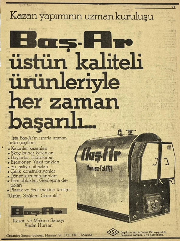 Manisa 1987 Meslek Reklam İlanı Efemera S-35 ürün görseli 1