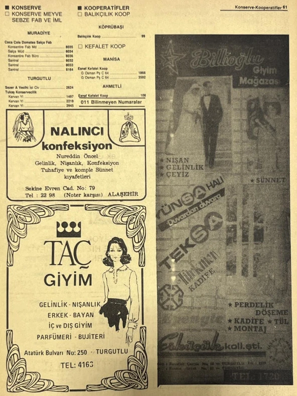Manisa 1987 Meslek Reklam İlanı Efemera S-61 ürün görseli 1