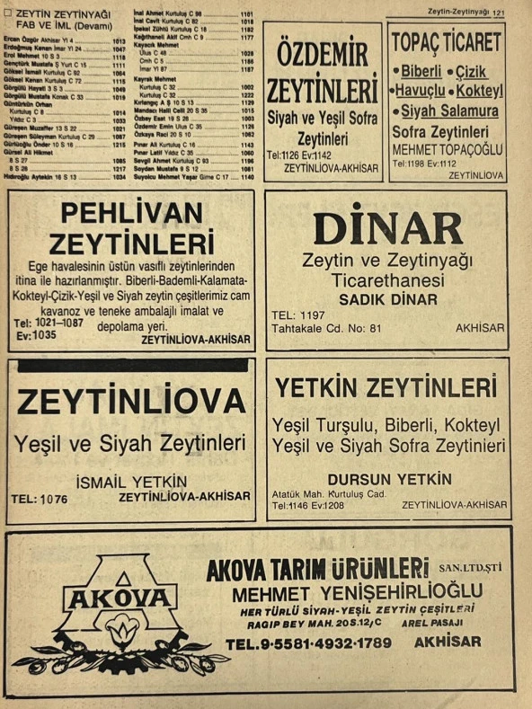 Manisa 1987 Meslek Reklam İlanı Efemera S-121 ürün görseli 1