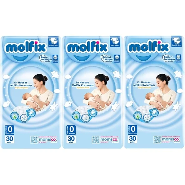 Molfix Bebek Bezi Ekonomik 0 Beden 0-3 KG Prematüre 90 Adet ürün görseli 1