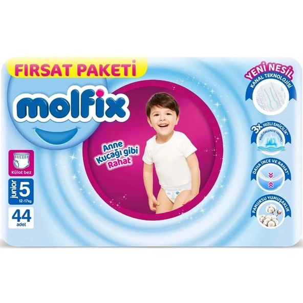 Molfix Külot Bebek Bezi 5 Beden 12-17 KG Junior 44 Adet Fırsat Pk ürün görseli 1