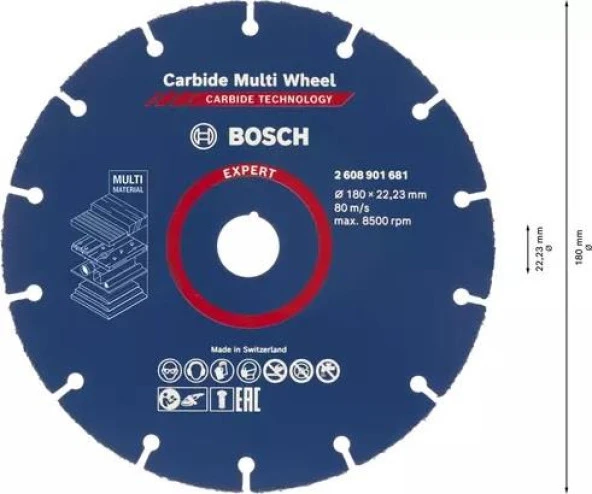 Bosch Carbide Kesme Diski 180mm - Resim 3