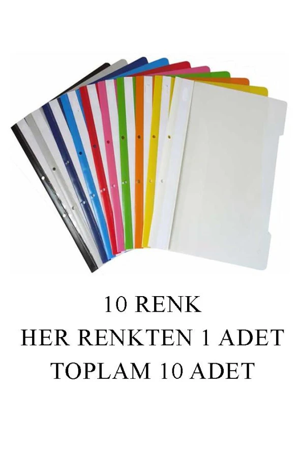 10 Renk Telli Dosya Seti 1 Paket 10 lu Telli Dosya Okul Büro Ofis ürün görseli 1