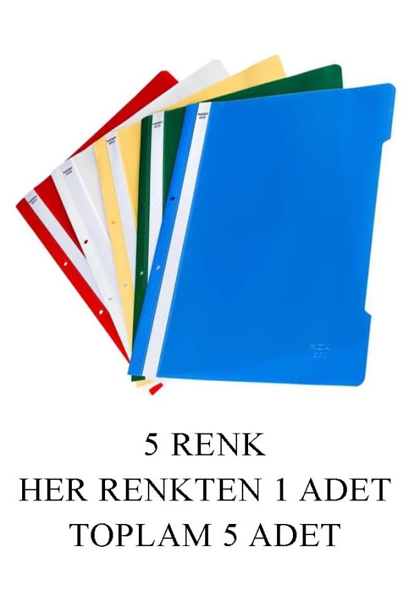 5 Renk Telli Dosya Seti 1 Paket 5 li Telli Dosya Okul Büro Ofis ürün görseli 1