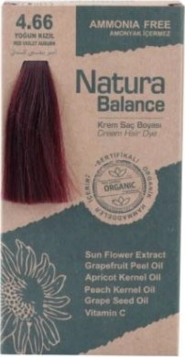 Natura Balance  Organik Krem Saç Boyası 4.66 Yoğun Kızıl 60 ml ürün görseli 1