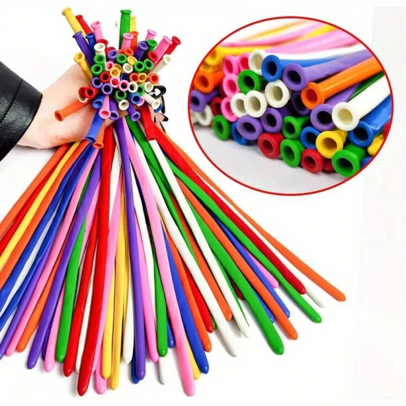 VIP 100 PCS SAUSAGE BALLOON MIXED COLOR VIP KALİTE 100 ADET SOSİS BALON KARIŞIK RENKLİ SOSİS BALON ürün görseli 1
