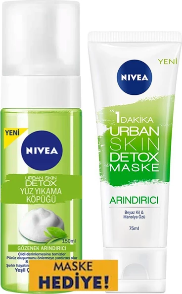 Nivea Urban Skın Detox Yüz Yıkama Köpüğü 150 ml + Arındırıcı Detox Maske 75 ml ürün görseli 1