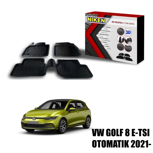 Volkswagen Golf 8 E-Tsi Otomatik Havuzlu 3D Paspas Niken Siyah 2021+ Sonrası ürün görseli 1