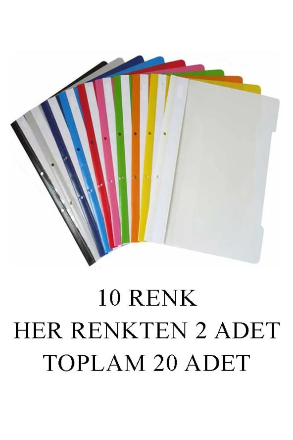 Telli Dosya 10 Renk 20 Adet Telli Dosya A4 Okul Büro Ofis ürün görseli 1