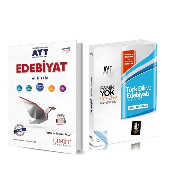 Limit Yayınları AYT Edebiyat El Kitabı ile AYT Türk Dili ve Edebiyatı Soru Bankası 2 Kitap Set ürün görseli 1