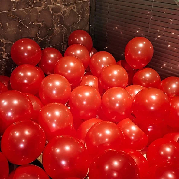 VIP 100 PCS SHINY METALLIC RED BALLOON VIP KALİTE PARLAK METALİK KIRMIZI BALON HELYUM GAZI UYUMLUDUR ürün görseli 1