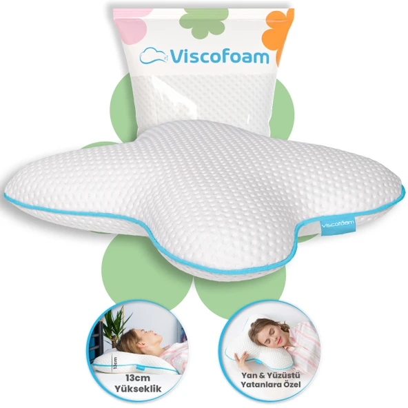 Viscofoam Viscofoam  Kelebek Boyun Destekli Ortopedik Yastık Visco Yastık 55x46x13cm ürün görseli 1