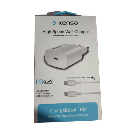 KENSA 3.0A 25W TYPE-C ŞARJ BAŞLIĞI HIZLI ŞARJ QUİCK ŞARJ ÖZELLİKLİ ŞARJ ALETİ ADAPTÖRÜ + KABLO SETİ ürün görseli 1