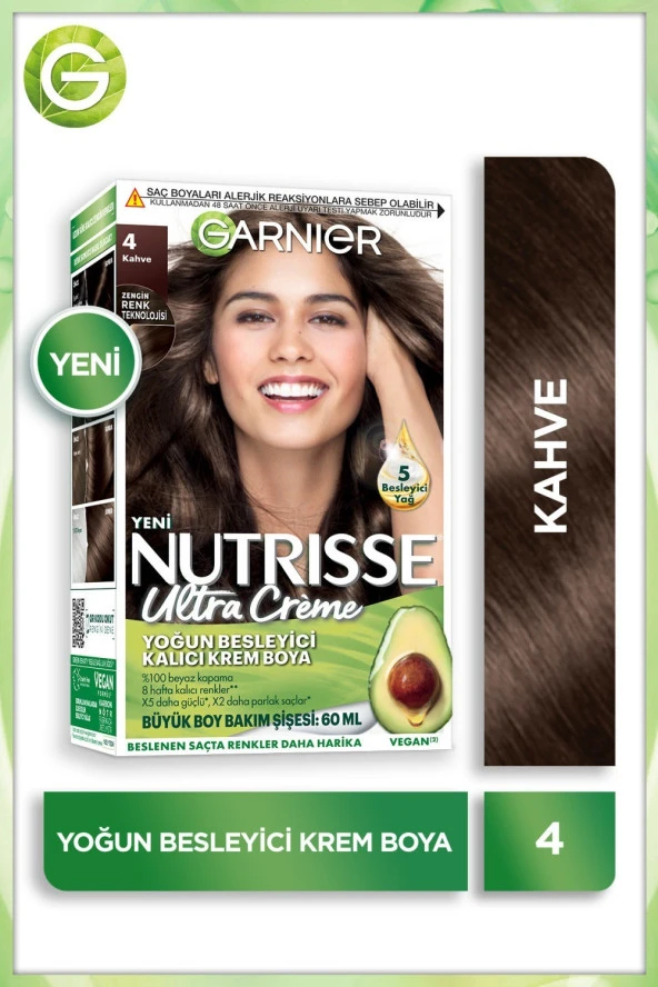 Garnier Nutrisse Yoğun Besleyici Kalıcı Krem Saç Boyası 4  Kahve ürün görseli 1