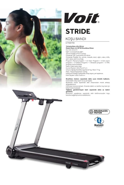Voit Stride Otomatik Eğimli Koşu Bandı - Resim 2