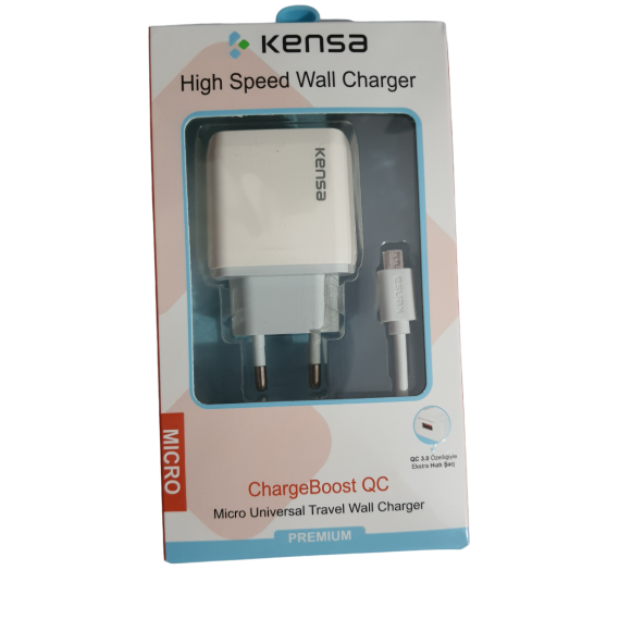 KENSA 3.0A 15W MİCRO ŞARJ BAŞLIĞI HIZLI ŞARJ QUİCK ŞARJ ÖZELLİKLİ ŞARJ ALETİ ADAPTÖRÜ + KABLO SETİ ürün görseli 1