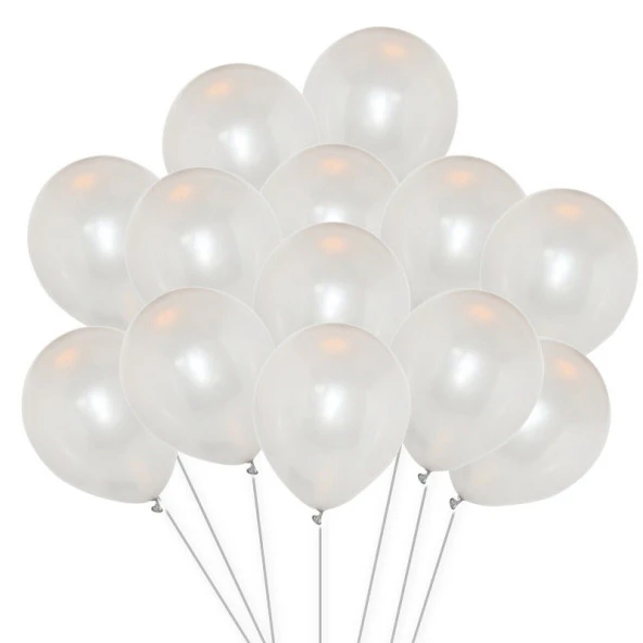 VIP 100 PCS SHINY METALLIC WHİTE BALLOON VIP KALİTE PARLAK METALİK BEYAZ BALON HELYUM GAZI UYUMLUDUR ürün görseli 1