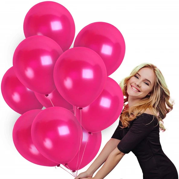 VIP 100 PCS SHINY METALLIC PİNK BALLOON VIP KALİTE PARLAK METALİK PEMBE BALON HELYUM GAZI UYUMLUDUR ürün görseli 1