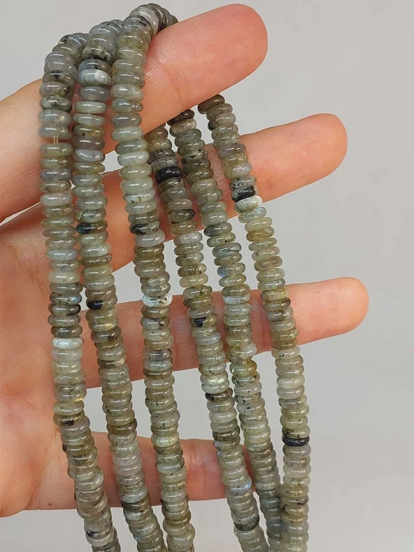 Labradorit Taşı Rondela Kesim 6x1.5mm Dizi (49410) ürün görseli 1