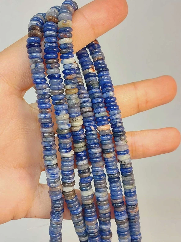 Sodalit Taşı Rondela Kesim 6x1.5mm Dizi (49408) ürün görseli 1