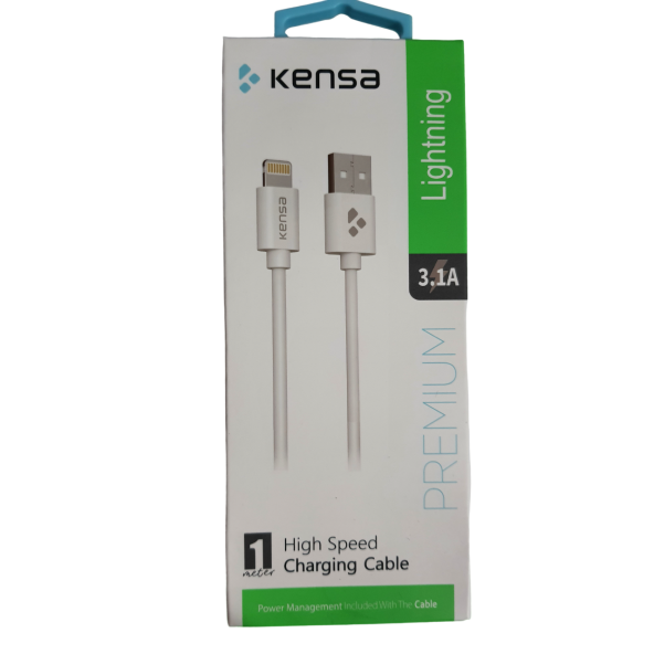 KENSA 3.1A APPLE İPHONE  USB-LİGHTNİNG  HIZLI ŞARJ ÖZELLİKLİ USB-LİGHTNİNG ŞARJ VE DATA KABLOSU ürün görseli 1