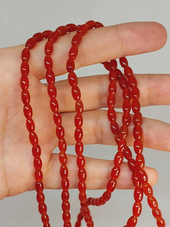 Akik Taşı Arpa Kesim 4x6.5mm Dizi (49464) ürün görseli 1