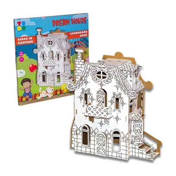 Dream House To Do House Todo Karton Kit Montajı Ve Renklendirme İçin 34 Parça ürün görseli 1