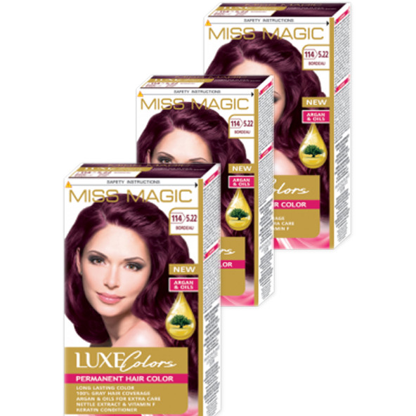 Mıss Magıc 5.22 Bordo (Bordeau) 3 lü Set Boya - Resim 2
