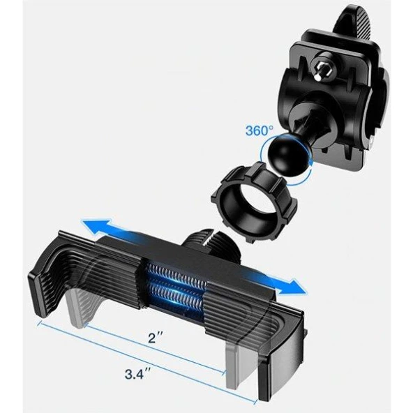 Zhltools 360 Dönerli Universal Bisiklet Telefon Tutucu - Resim 4