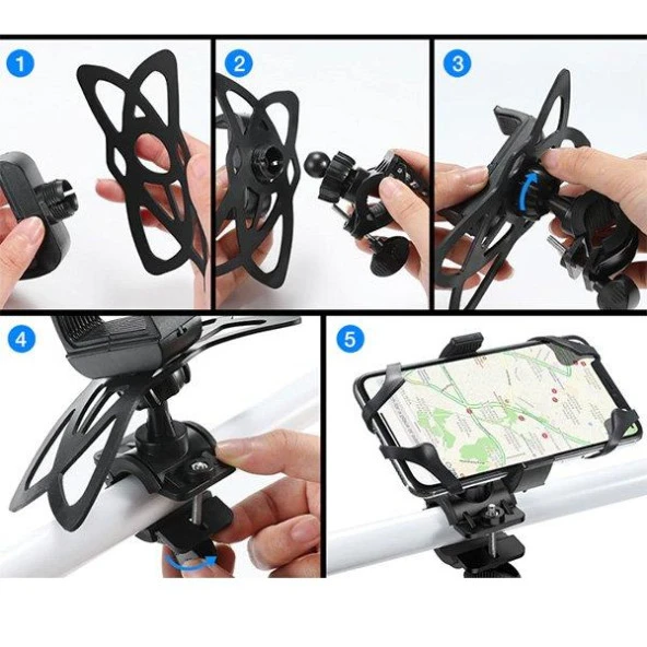 Zhltools 360 Dönerli Universal Bisiklet Telefon Tutucu - Resim 8