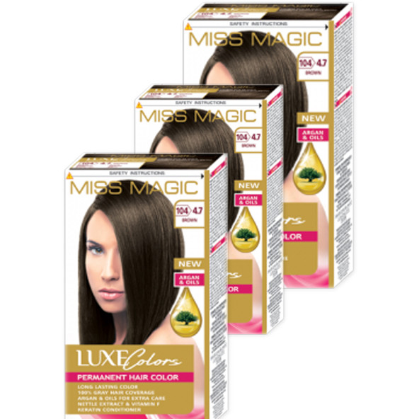 Mıss Magıc Saç Boyası No 4,7 Kahve ( Brown ) 3 lü Set Boya ürün görseli 1