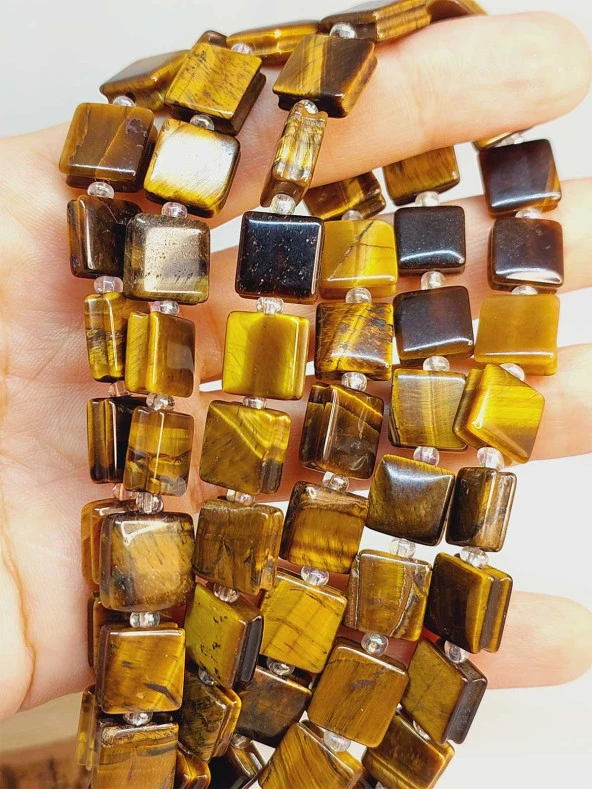 Kaplan Gözü Taşı Yandan Oyuklu Kare Kesim 10x10mm Dizi (49564) ürün görseli 1