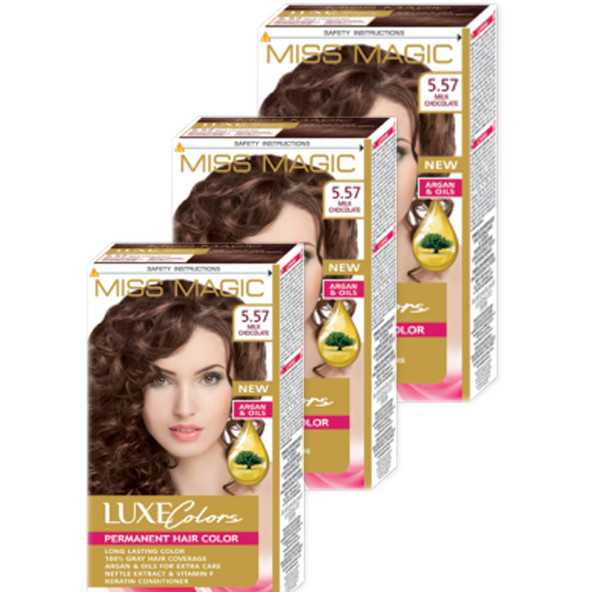 Mıss Magıc Saç Boyası No 5,57 Sütlü Çikolata ( Mılk Chocolate ) 3 lü Set Boya ürün görseli 1