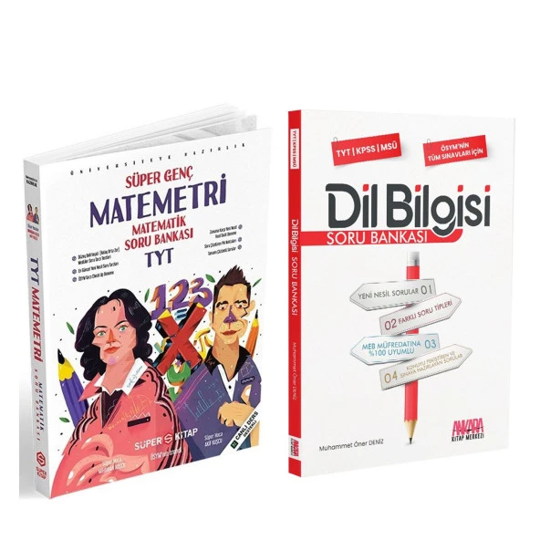 Süper Kitap TYT Matematik ve AKM Dil Bilgisi Soru Bankası Seti 2 Kitap ürün görseli 1