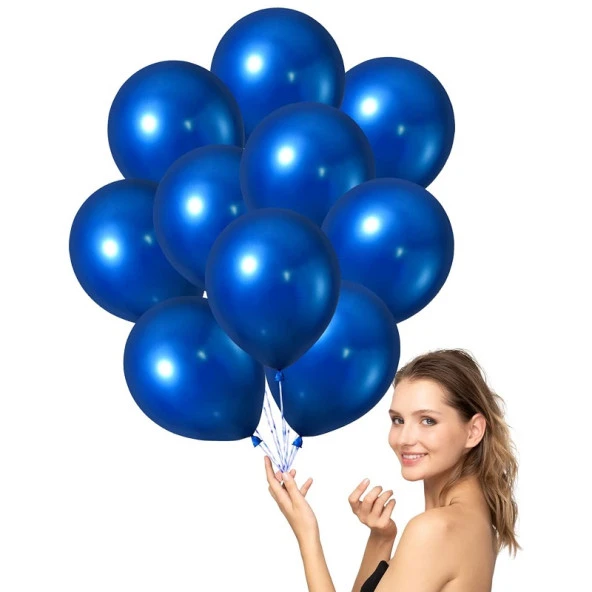 VIP 100 PCS SHINY METALLIC BLUE BALLOON VIP KALİTE PARLAK METALİK MAVİ BALON HELYUM GAZI UYUMLUDUR ürün görseli 1