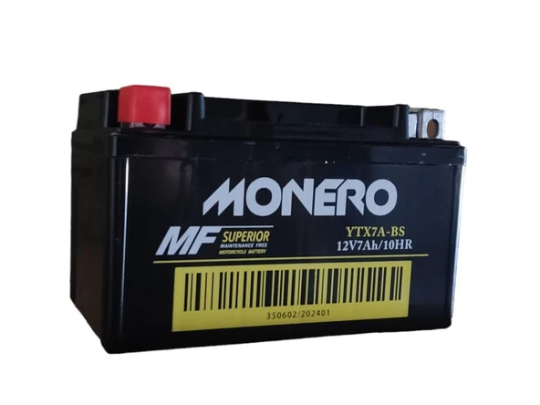 Monero 12V 7Ah (Alçak) Akü (YTX7A) EBATLAR: 150*87*94mm ürün görseli 1