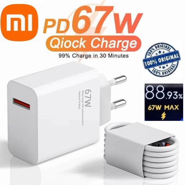 Orjinal Xiaomi Mi 11 Ultra Type-C Data Kablo ve 67W 6A MYD-12-ES Hızlı Şarj cihazı 67WXIAOMI0159 ürün görseli 1