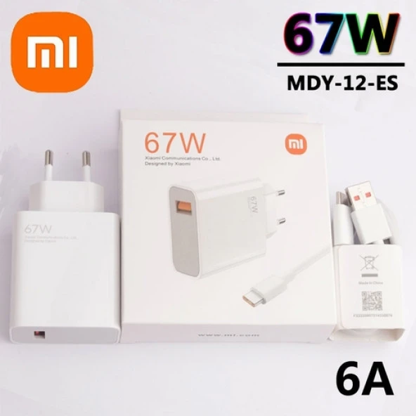 Orjinal Xiaomi Mi 9 Lite Type-C Data Kablo ve 67W 6A MYD-12-ES Hızlı Şarj cihazı 67WXIAOMI0417 ürün görseli 1