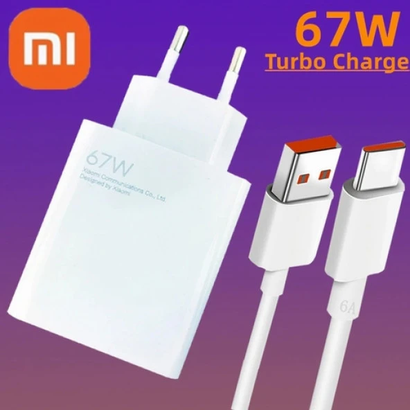 Orjinal Xiaomi Redmi 9T Type-C Data Kablo ve 67W 6A MYD-12-ES Hızlı Şarj cihazı 67WXIAOMI0945 ürün görseli 1