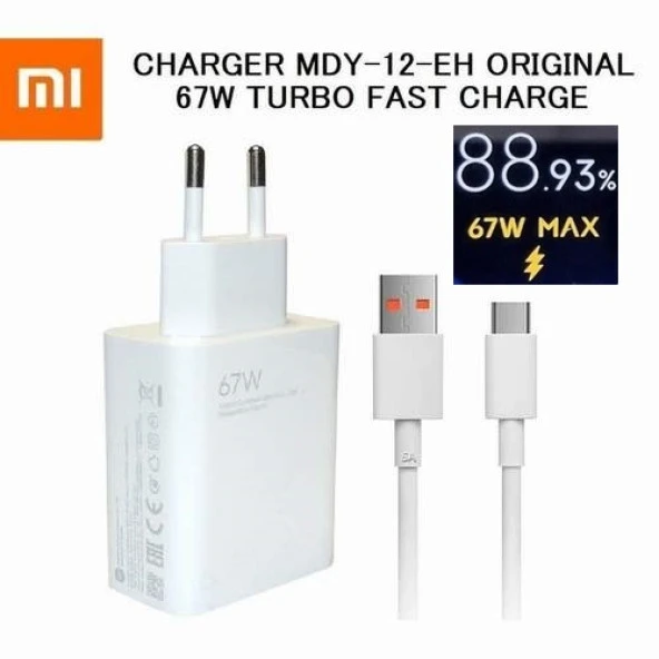 Orjinal Xiaomi Mi 11 Lite Type-C Data Kablo ve 67W 6A MYD-12-ES Hızlı Şarj cihazı 67WXIAOMI1332 ürün görseli 1