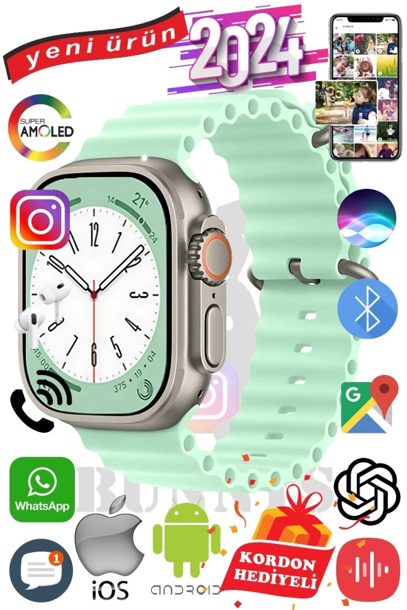 Omix X600 NFC Uyumlu Akıllı Saat ULTRA MAX 2024 Kordon Hediyeli Amoled Ekran ürün görseli 1