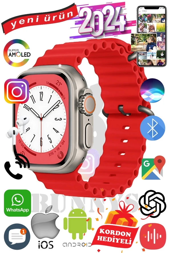 Oukitel Uyumlu Akıllı Saat ULTRA MAX 2024 Kordon Hediyeli Amoled Ekran ürün görseli 1