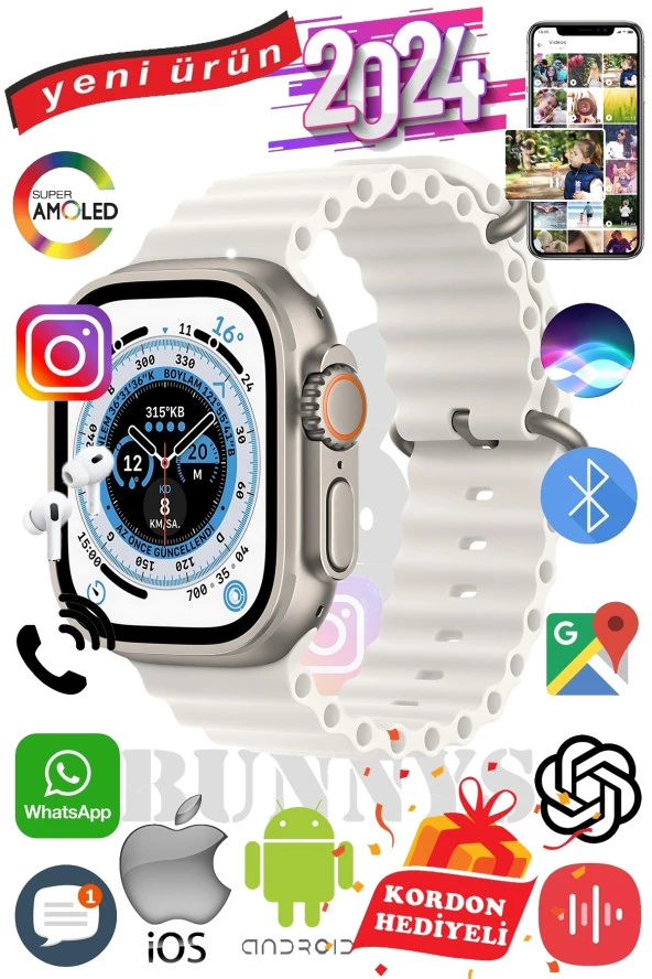 Oukitel Uyumlu Akıllı Saat ULTRA MAX 2024 Kordon Hediyeli Amoled Ekran ürün görseli 1